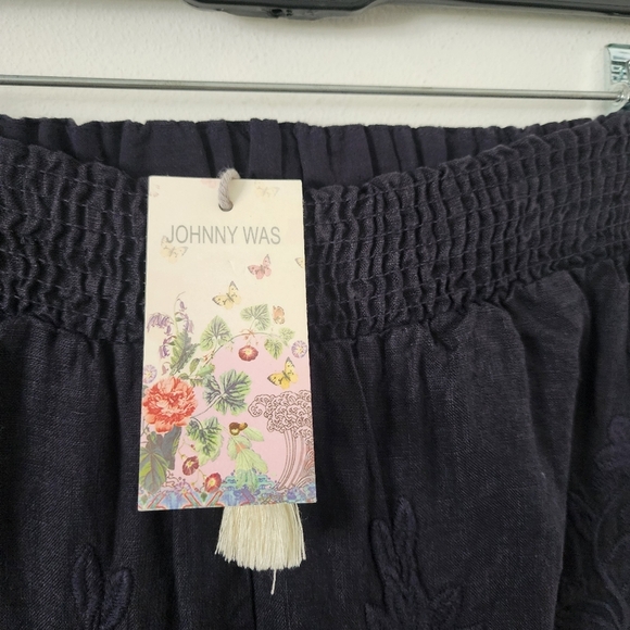 Johnny Was Renee Embroired Side Slit Palazzo Linen Pants Size XS - Picture 14 of 17